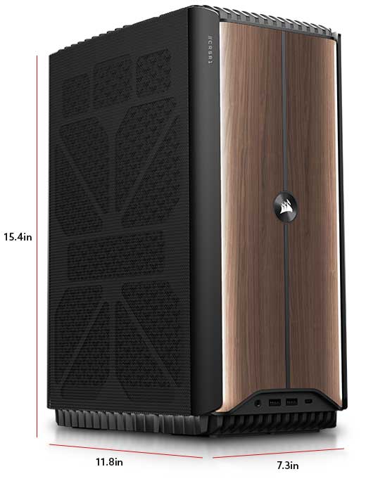 CORSAIR ONE Wood Dark 15.4”(H) x 7.3”(W) x 11.8”(D)